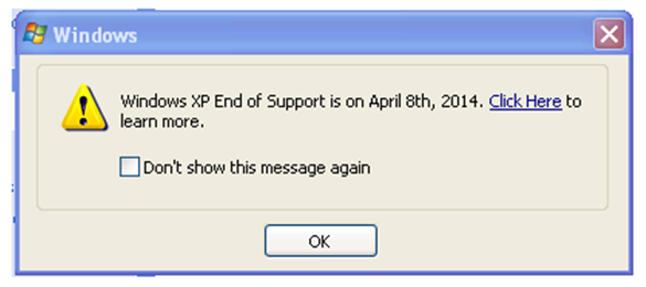 Windows XP upgrade pop-up