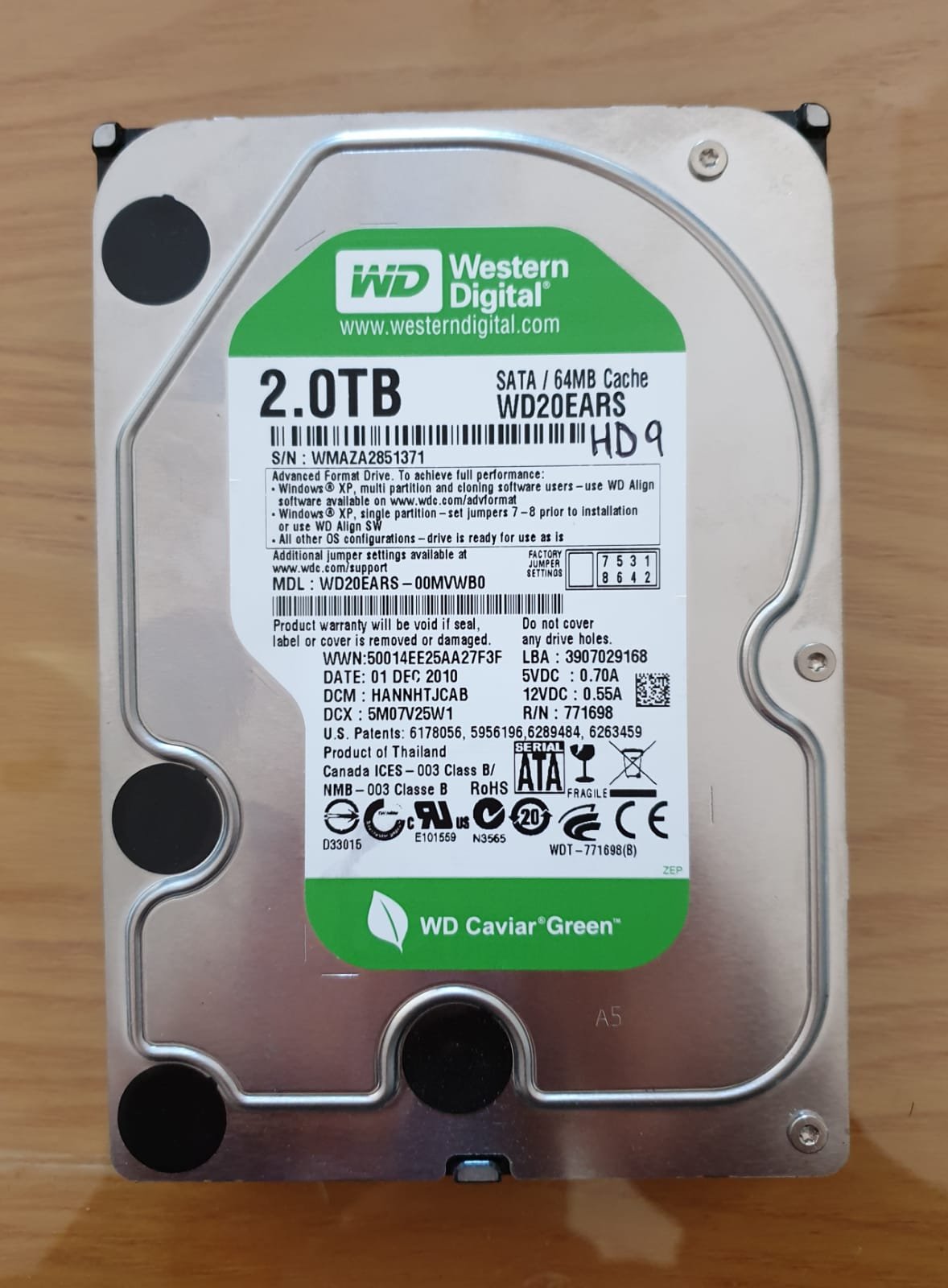 More information about "Western Digital Green 2TB (WD20EARS) - Σκληρός Δίσκος - 100% Υγεία"