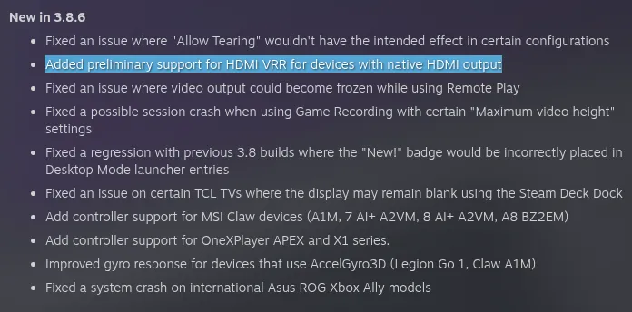More information about "Το SteamOS 3.8.6 Beta φέρνει εγγενή υποστήριξη HDMI VRR για AMD GPU"